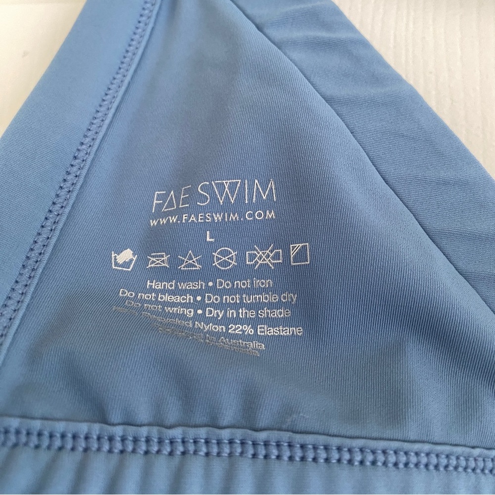 FAE swim Lais Adjustable Strap Triangle Top in Riva Blue Size Large - Picture 7 of 7